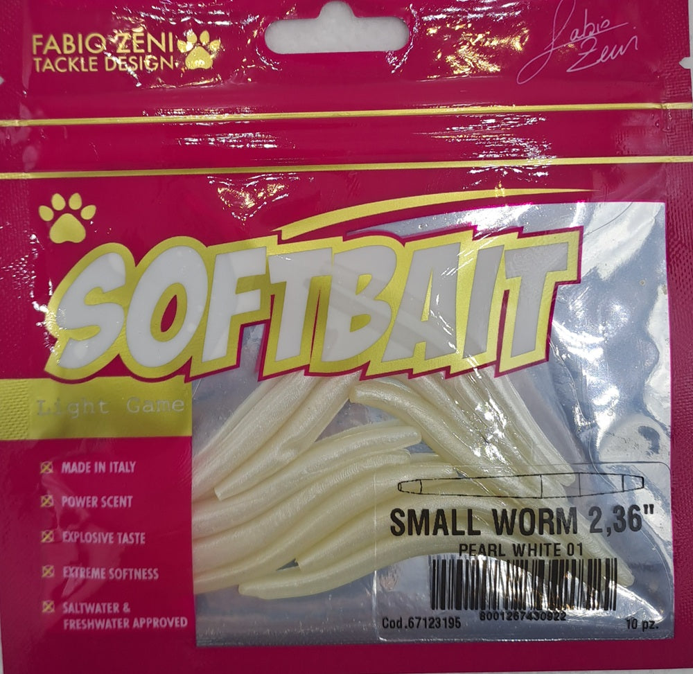 Artificiale Fabio Zeni Tackle Design Soft Bait Small Worm 2.36" #Pearl White