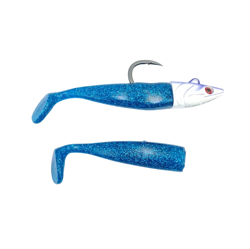 Artificiale Delta Fin Kit Tuna Bite 90mm(120mm) 45 g #Blu Glitter